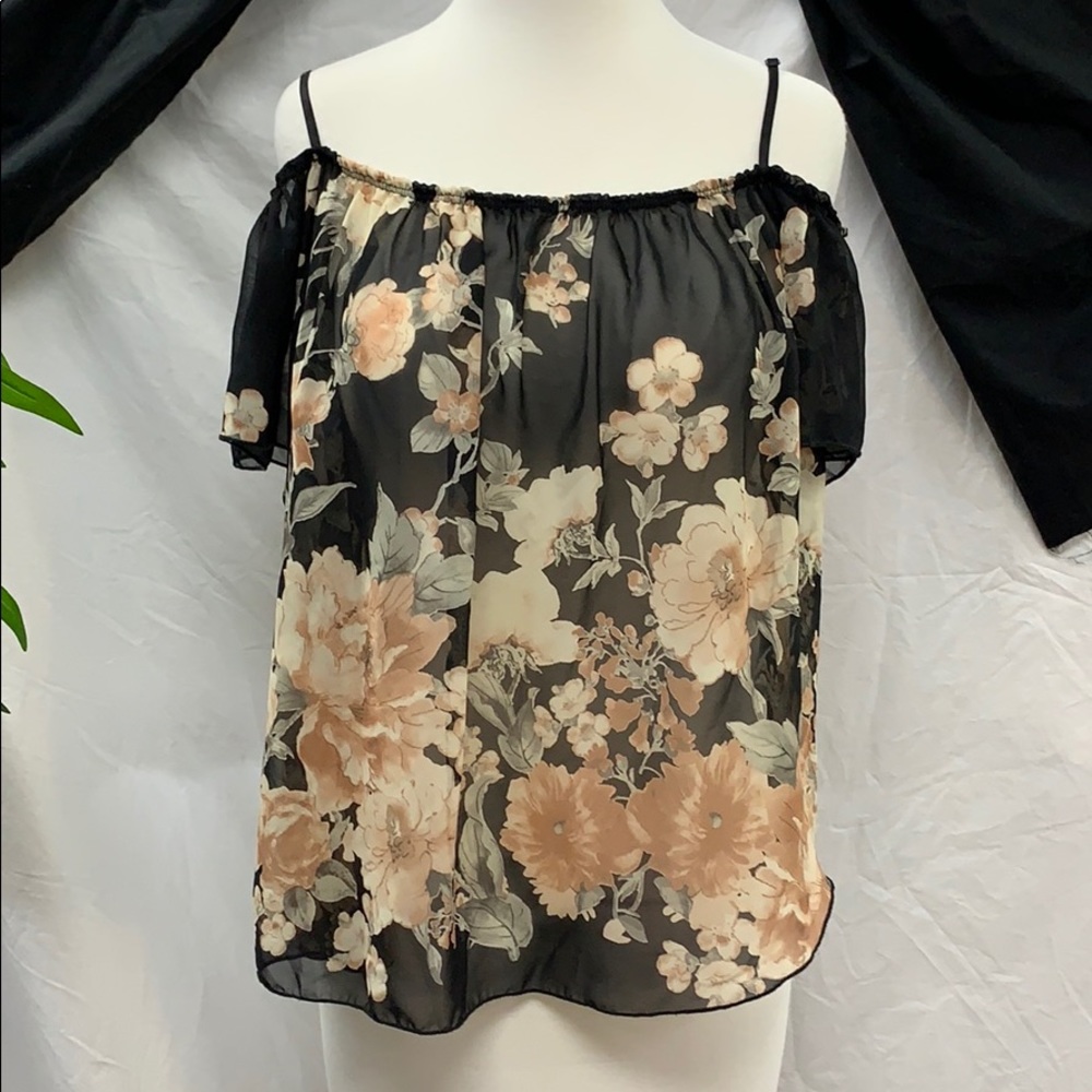 Toto Black Floral Spaghetti Strap Top